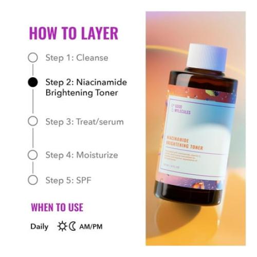 Good Molecules Brightening Toner 4 Fl. Oz! Formulated with Tranexamic Acid and 4% Niacinamide! Improves The Appearance of Age Spots, Acne Scars, Hyperpigmentation, and Sun Damage!