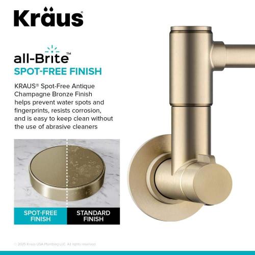 Bolden Wall Mount Pot Filler Kitchen Faucet with Retractable Arm in Spot-Free Antique Champagne Bronze