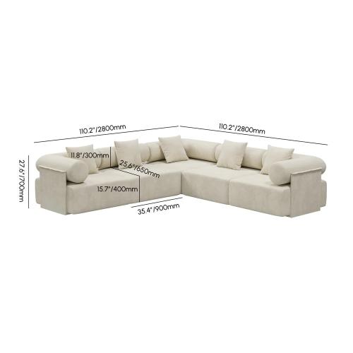 110 5-Piece Modular Velvet L-Shaped Sectional Sofa
