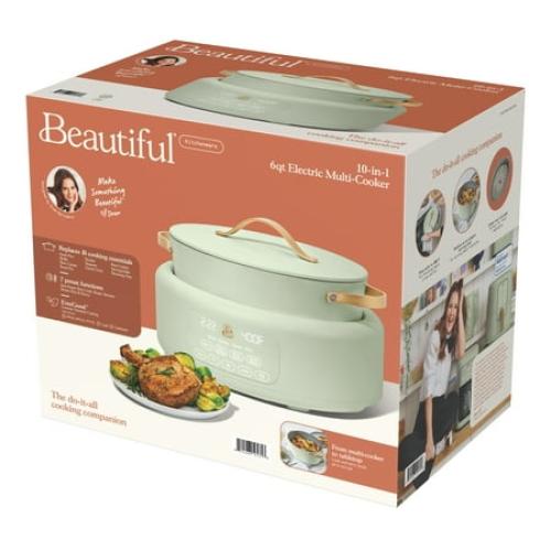Beautiful 10 in 1, 6 Qt Electric Multi-Cooker, Sage Green by Drew Barrymore