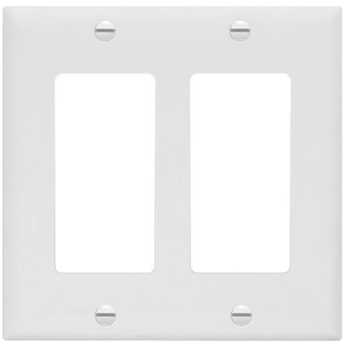 5pk ENERLITES Decorator Switch or Receptacle Outlet Wall Plate, Standard Size 2-Gang 4.50 x 4.57, UL Listed, 8832-W, White