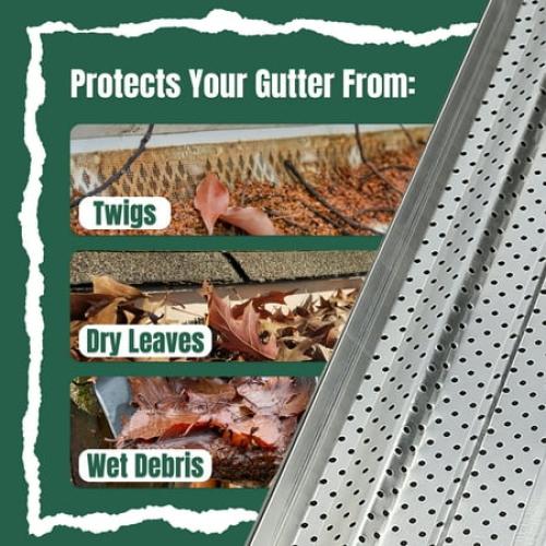 A-M Gutter Guard - 6 (50 feet, Mill Finish) Heavy-Duty Aluminum Gutter Guard - Leaf & Debris Protection for 5-inch and 6-inch Gutters, DIY-Easy, Lifetime Warranty, Made in the USA