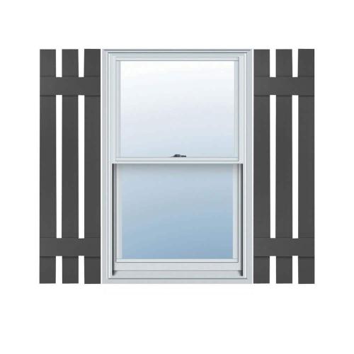 12 in. x 43 in. Lifetime Vinyl Standard Three Board Spaced Board and Batten Shutters Pair Tuxedo Grey (NO TEST)