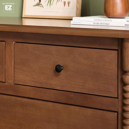 Walker Edison Furniture Company Modern Farmhouse Easy Assembly Dark Brown 5-Drawer 41.5 in. Solid Wood Spindle-Detailing Dresser