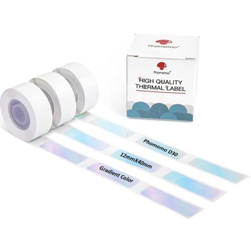 Phomemo D30 Adhesive Gradient Color Thermal Paper 1/2 X 1 1/2 (12mm X 40mm) 160 Labels/Roll 3 Rollfor Gift Decoration Compatible with D30 Label Maker