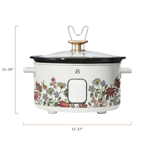 Beautiful 6 Qt Programmable Slow Cooker, Wildflower White Icing by Drew Barrymore