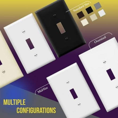 ENERLITES Light Switch Cover Plate, Toggle Wall Plate Cover, Size 1-Gang 4.50 x 2.76, Unbreakable Polycarbonate Thermoplastic, 8811-W-10PCS, White (10 Pack)