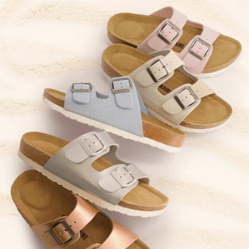 Size 8 M Cushionaire Women's Lane Cork Footbed Sandal – Comfortable Double Buckle Slip-On with Genuine Suede Footbed & Arch Support Slide Sandals for Women