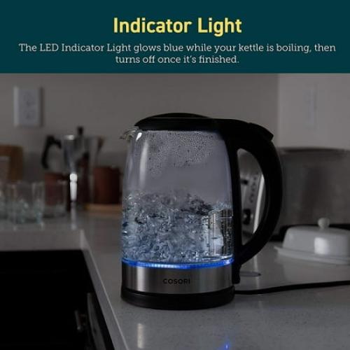 Cosori Electric Kettle for Tea, Water Kettle with Automatic Shut off, Stainless Steel, 1.7L, Black