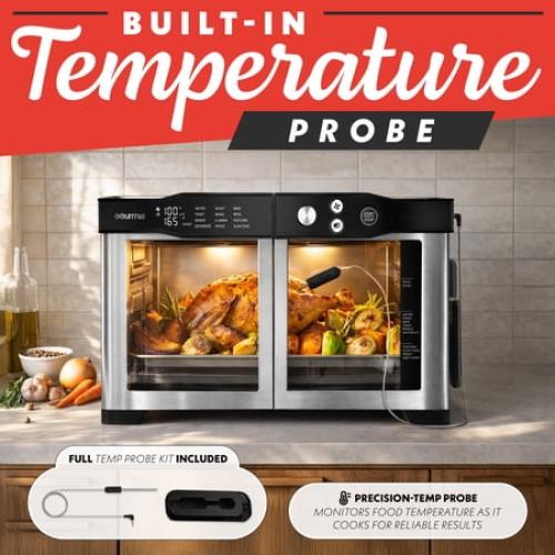 Gourmia French Door 6-Slice Digital Toaster Oven Air Fryer with Integrated Temperature Probe, 24L, Stainless Steel