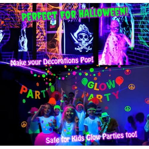 Glow Party World Black Lights for a Glow Party! Large LED UV Blacklight Strips for Room.