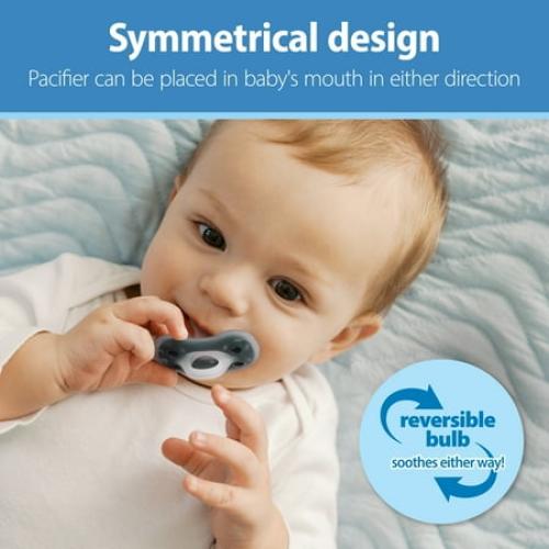 Dr. Brown's Advantage Lightweight One-Piece Silicone Baby Pacifier, Fully Symmetrical Soother, Neutral, 6-18m, BPA Free, 3 Pack