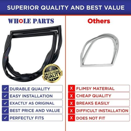 Whole Parts Refrigerator French Door Gasket (Black) Part # W11368721 - Replacement & Compatible with Some Amana, Jenn Air, Kenmore, Kitchen Aid, Maytag and Whirlpool Refrigerators