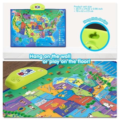 BEST LEARNING i-Poster My USA Interactive Map - Educational Smart Talking US Poster Toy for Kids Boy or Girl Ages 5 to 12 Years