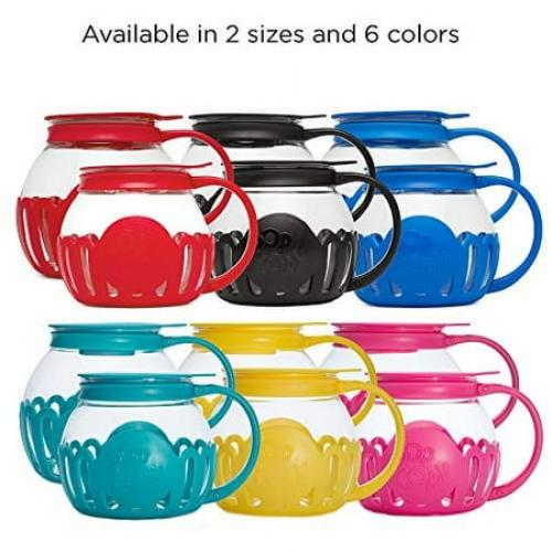 Ecolution Original Microwave Micro-Pop Popcorn Popper, Borosilicate Glass, 3-in-1 Silicone Lid, Dishwasher Safe, BPA Free, 1.5 Quart - Snack Size, Pink