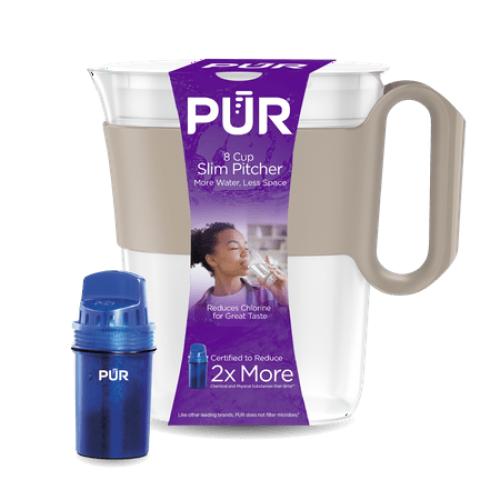 PUR 8-Cup Slim Water Filter Pitcher, Sandstone, PPT600F