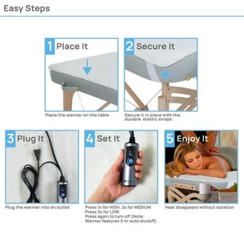 Earthlite Massage Table Warmer & Fleece Pad (2in1), ETL Certified, 3 Heat Settings, 13ft Cord/Heating Pad / 1 Year Replacement Guarantee