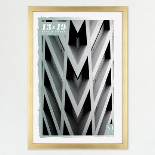 MCS Foundation 16x24 Poster Frame Traditional Brass, Vertical & Horizontal Wall Hanging Large Picture Frame for Photos, Posters & Art Prints (1-Pack)