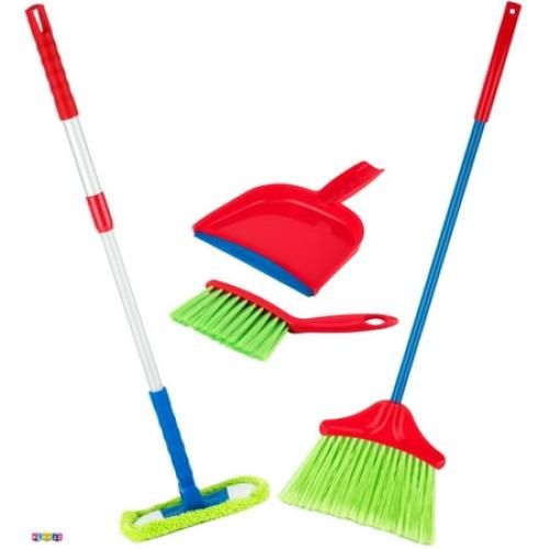 Kids Cleaning Set 4 Piece - Toy Cleaning Set Includes Broom, Mop, Brush, Dust Pan, - Toy Kitchen Toddler Cleaning Set Is A Great Toy Gift For Boys & Girls - Original - By Play22
