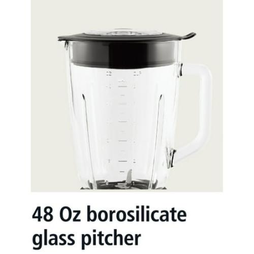 (white) Mainstays 5-Speed Glass Blender with 48 Oz Jar and Ice-Crushing Motor