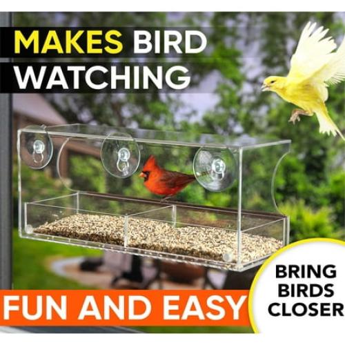Nature’s Hangout Clear Suction Cup Window Bird Feeder for Wild Birds