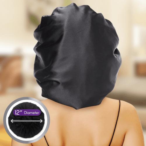 Ms. Remi X-Large Black Satin Hair Bonnet for Day and Night Protection