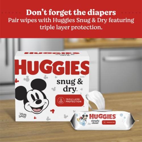 Huggies Simply Clean Unscented Baby Wipes, 2 Pack, 128Total Ct (Select for More Options)