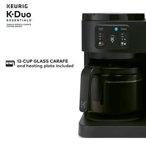 Keurig K-Duo Essentials, Hot & Iced Single-Serve K-Cup Pod Coffee Maker & Carafe, Black