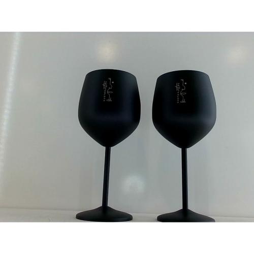 Gusto Nostro Stainless Steel Wine Glass - 18 oz - Unbreakable Black Wine Glasses for Travel, Camping and Pool - Fancy, Unique and Cool Portable Metal Wine Glass for Outdoor Events, Picnics (Set of 2)