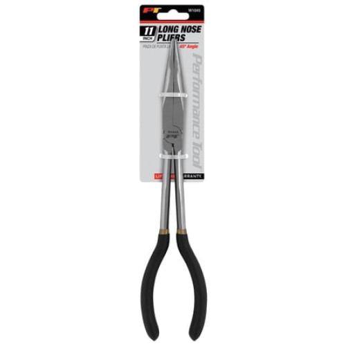 Performance Tool W1045 11-Inch Long Reach 45-Degree Bent Long Nose Pliers, Black