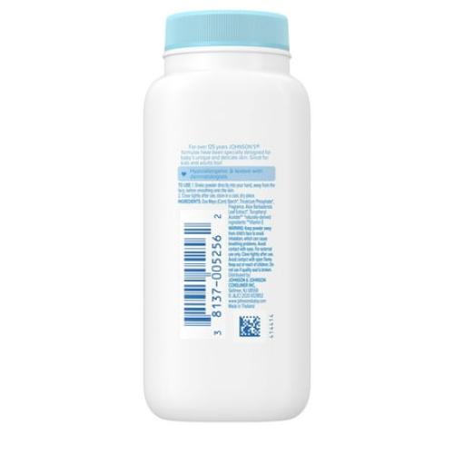 3 Pack Johnson's Naturally Derived Cornstarch Unisex Powder for Baby and Toddler with Aloe & Vitamin E, 1.5 oz