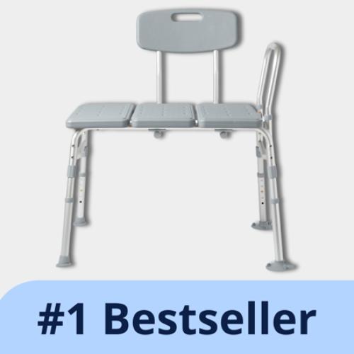 Medline Transfer Bench for Bathtubs and Showers, Slip-Resistant, 400 lb. Weight Capacity, Gray