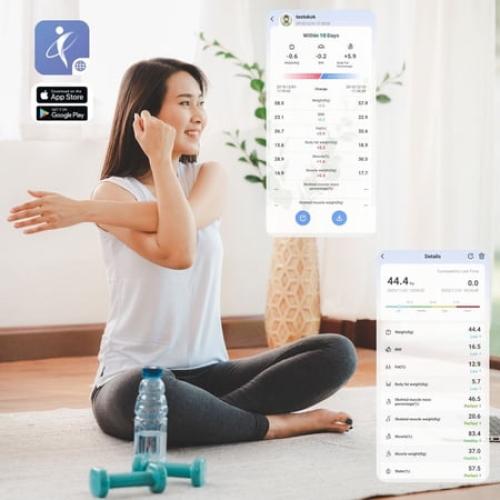 Digital Body Scale Trnr-BDYSCLE-BLK, Home Essential Body Weight Scale for People, Durable Bathroom Accessory, Compatible with Apple and Android OS, Workout and Fitness Equipment