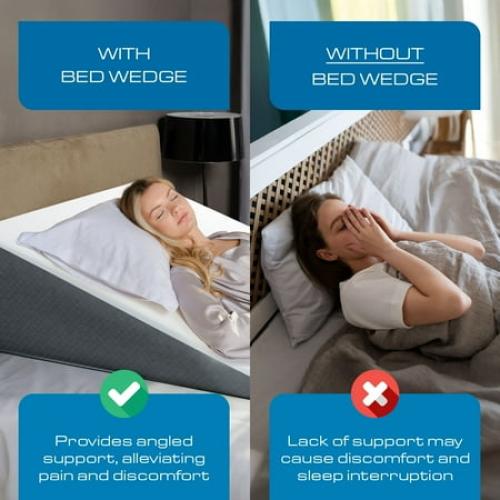 Kolbs Extra Wide Bed Wedge Pillow with Memory Foam Top for GERD and Acid Reflux, Stylish Jacquard Cover, (Extra Large 12 Height (31 x 33 x 12), Multi-Color
