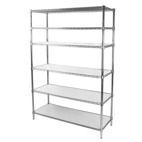 Hyper Tough 6-Tier Wire Storage Shelves with Liners, 48 W x 18 D x 72 H, 3600 lb Load Capacity, Chrome