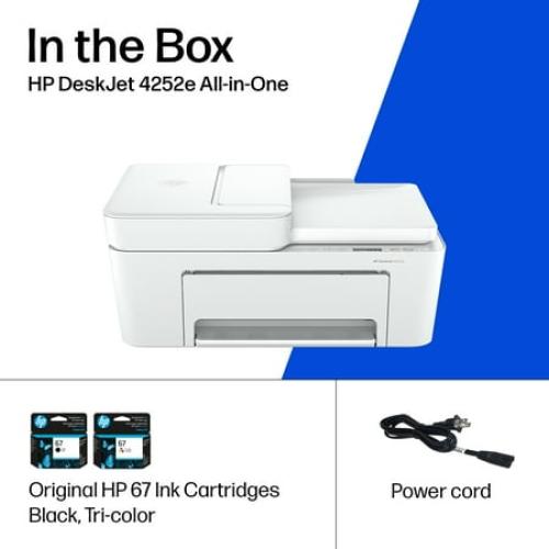 HP DeskJet 4252e Wireless All-in-One Color Inkjet Printer (White), Scanner, Copier, 3 months Free Instant Ink