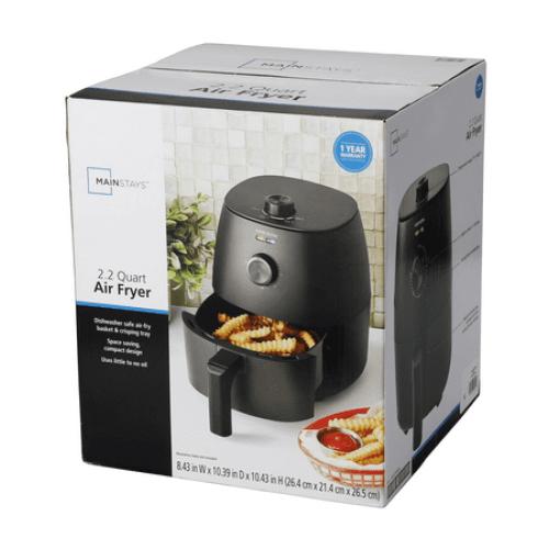 Mainstays 2.2 Qt Air Fryer in Arctic Black with Non-Stick Basket