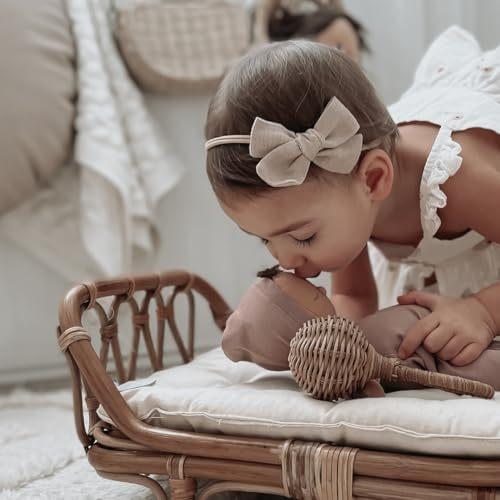 BEBE BASK Large Premium Rattan Doll Bed 20 x 12 x 10- Handcrafted & Award-Winning - Sized for 18-Inch Dolls - Fits American Girl & Our Generation - Luxe Mattress - Baby Photoshoot Props (Large)