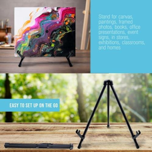 U.S. Art Supply 14 High Exhibitor Steel Tabletop Instant Display Easel - Portable Tripod Stand Paintings Pictures Signs