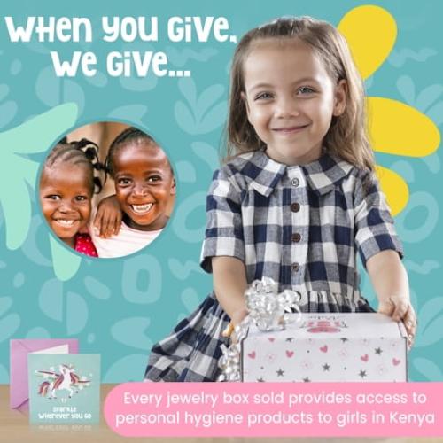 Amitie Lane Itsy Unicorn Musical Jewelry Box, Unicorn Charm Bracelet, Girls Ages 6 , Mint Green