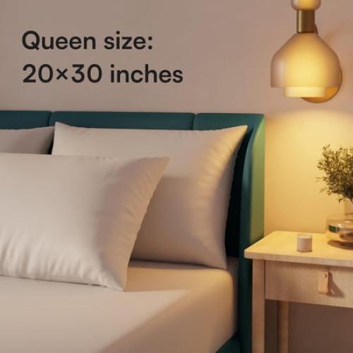 White 4 Pack Pillow Cases Covers Queen 20x30 (Inch) Zippered Niagara Sleep Solution