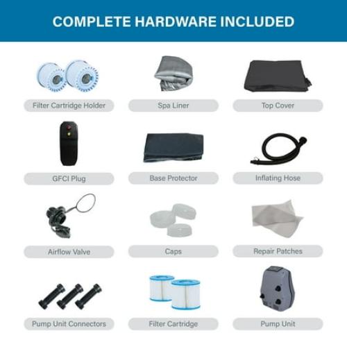 Avenli London 2-3 Person Inflatable Hot Tub Spa   Cover, Rapid Heating up to 104°F, 105 Water Jets, 181 gal Capacity