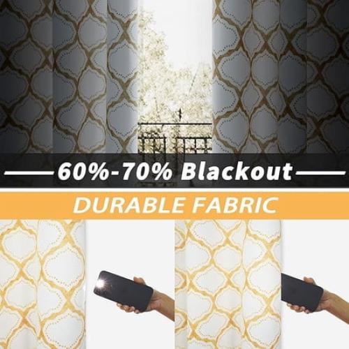 Driftaway Geo Trellis Room Darkening Grommet Unlined Window Curtains, Set Of Two Panels, Each 52ÂX84Â (Gray)