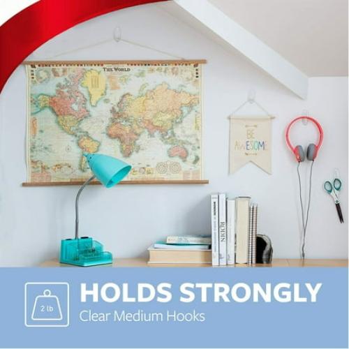 Command Hooks, Medium, Clear, 2-Hook, 6-Pack