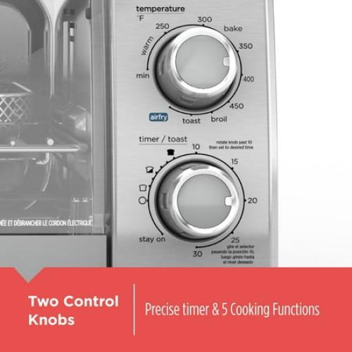 BLACK DECKER Crisp ‘N Bake Air Fry 4-Slice Toaster Oven, Silver & Black, TO1787SS