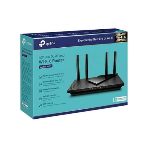 TP-Link WiFi 6 Router AX1800 Smart WiFi Router (Archer AX21) - Dual Band Gigabit Router, Works with Alexa - A Certified for Humans Device