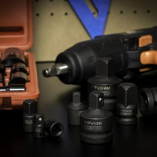 Sizes 1/4”, 3/8”, 1/2, 3/4”, 1 NEIKO 30223A 8 PC Impact Socket Adapter Set, Standard SAE, Cr-V Steel, Impact Driver & Wrench Conversion Kit, Locking Impact Socket Adapters & Reducer Set, Ball Detent, 1/4”, 3/8”, 1/2, 3/4”, 1”