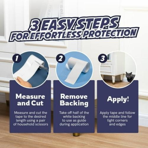 Panther Armor Cat Scratch Protector, Double-Sided Polyester Sofa & Chair Protector, 2-Piece Value Pack, Clear