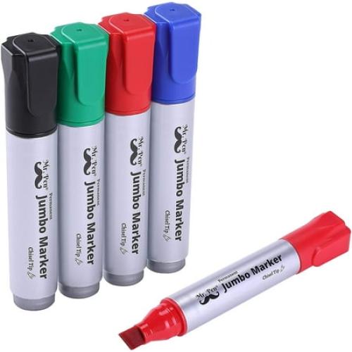 Mr. Pen- Jumbo Permanent Markers, 4 Pack, Assorted Color, Chisel Tip, Large Permanent Markers
