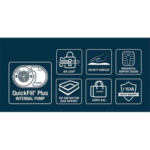 Intex 20 Dura-Beam Deluxe Raised Air Bed Mattress with Internal Pump - Queen
